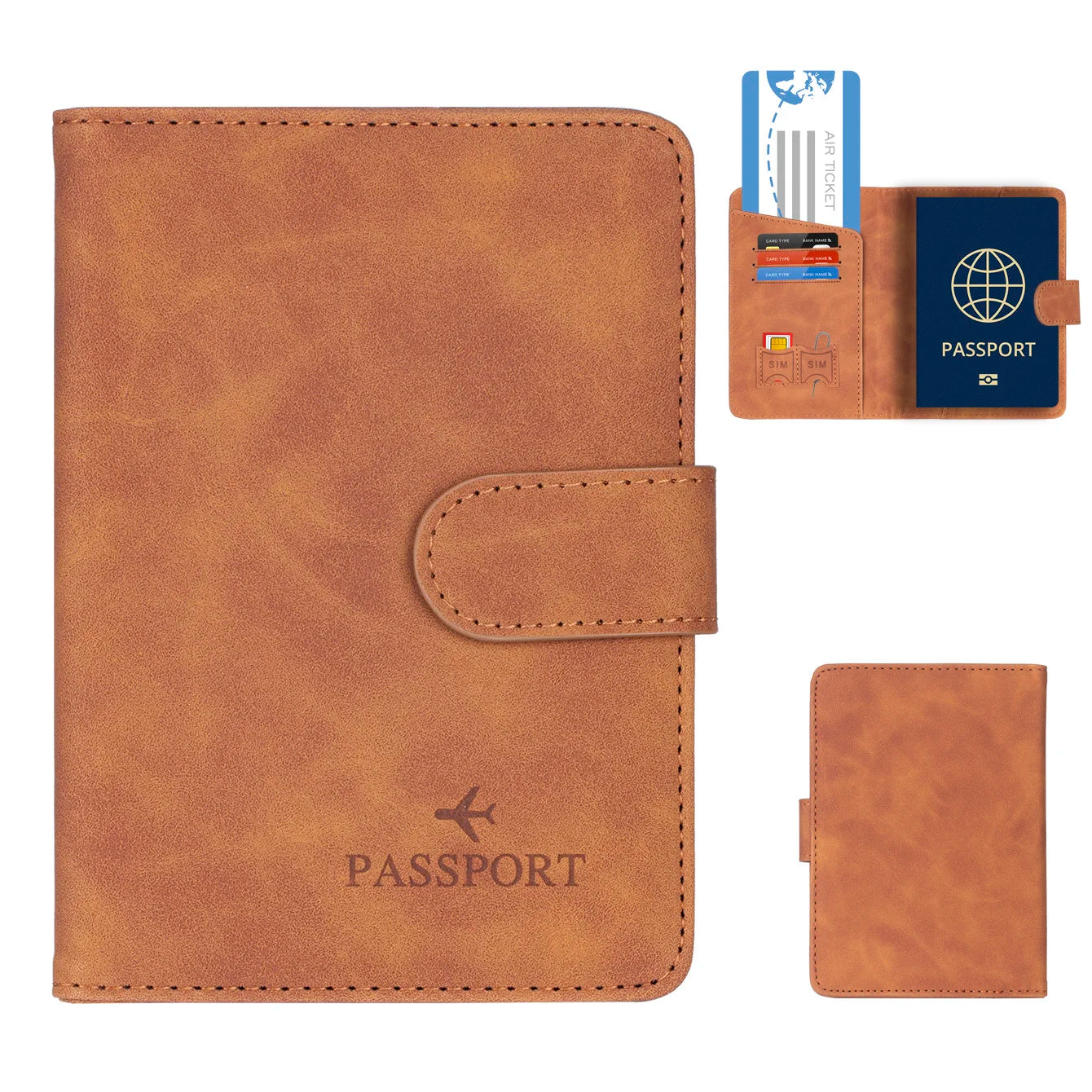 Maliben | Passport Holder Travello | Rfid Protection | Real Leather Look | For WoMen & men