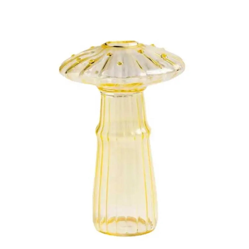 Maliben | Glass Flora Mushroom Vase Made Of Colored Glass | Creative Design For Hydroponics & Decor | Hand Polished & Transparent | 12×10 Cm