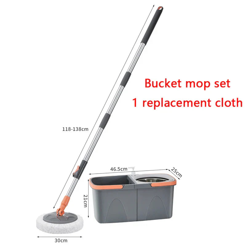 Maliben | Dual Chamber Mop With Double Chamber Bucket | 138 Cm Stainless Steel Handle | 360° Swivel Head | For Tiles, Wood & Laminate