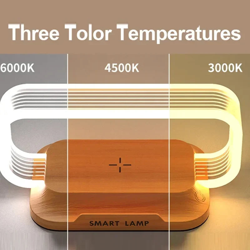 Maliben | Lumicharge Touch | Led Table Lamp With Wireless Charger | Dimmable & Touch Control | Qi Fast Charging Function | Wood Look