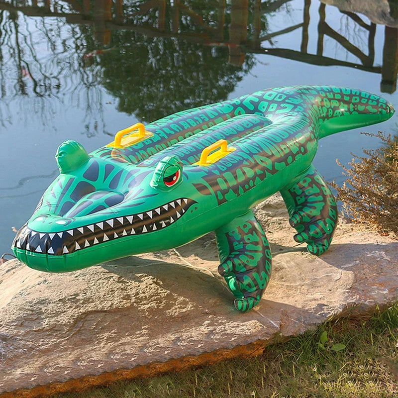 Maliben | Floatoro Inflatable Crocodile Pool Toy For Kids & Adults | Swimming Toy For Beach, Pool & Summer Party | Durable Pvc Water Mattress