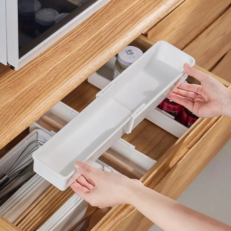 Maliben | Flexisort Cutlery Tray | Expandable Cutlery Organizer | Flexible & Space-Saving | White