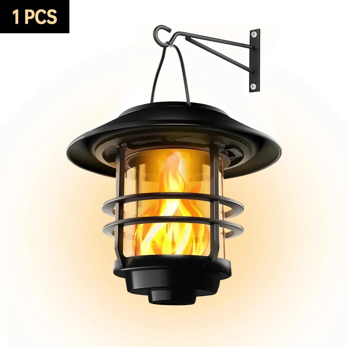 Maliben | Flammora Solar Pendant Light With Flame Effect | Ip65 Waterproof | Stainless Steel & Glass | For Garden, Fence & Terrace
