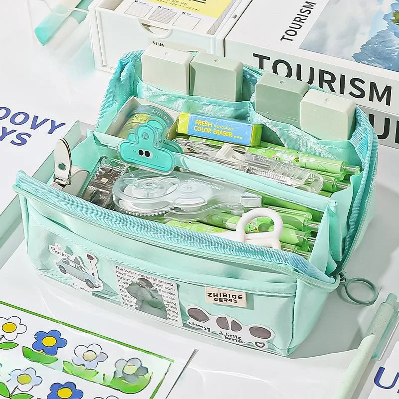 Maliben | Pencil Case Kidzora Crystalbag | Transparent & Versatile | 10-Pocket Design | Large Capacity For School & Leisure