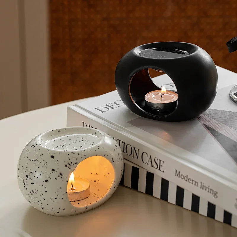 Maliben | Aroma Oven Scentura | Black Ceramic Scent Diffuser | For Essential Oils & Incense Sticks | Spa & Home