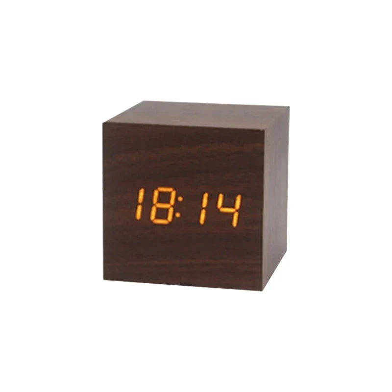 Maliben | Wooden Led Alarm Clock With Temperature Display, Digital Time Indication And Minimalist Design – Perfect For Bedroom And Office