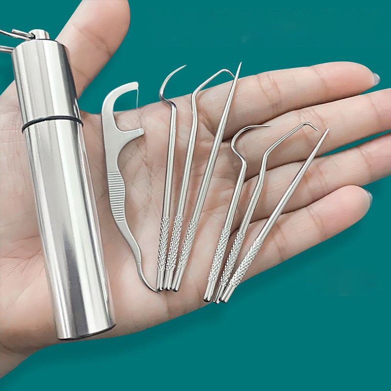 Maliben | Minty Portable Metal Toothpick Cleaner Set