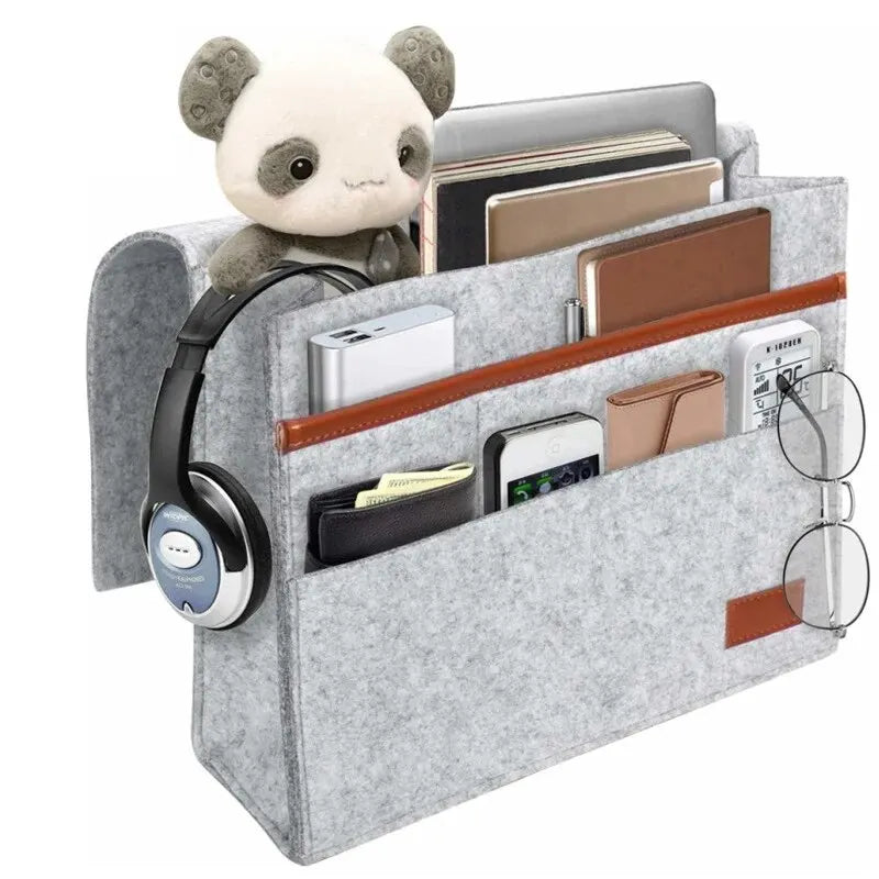 Maliben | Ordinest Felt Bed Organizer To Hang | Practical StOrage At Bed or Sofa | Hanging Bag For Tablet, Remote Control & Accessories