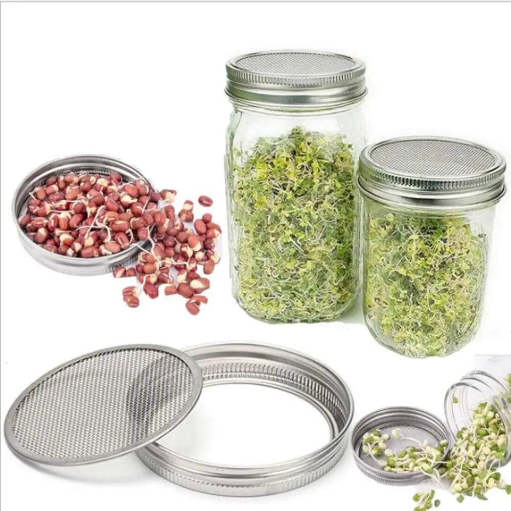 Maliben | Vitakeim Sprouting Jar Set | Stainless Steel Strainer Lid | For Fresh Sprouts At Home | 16oz & 32oz