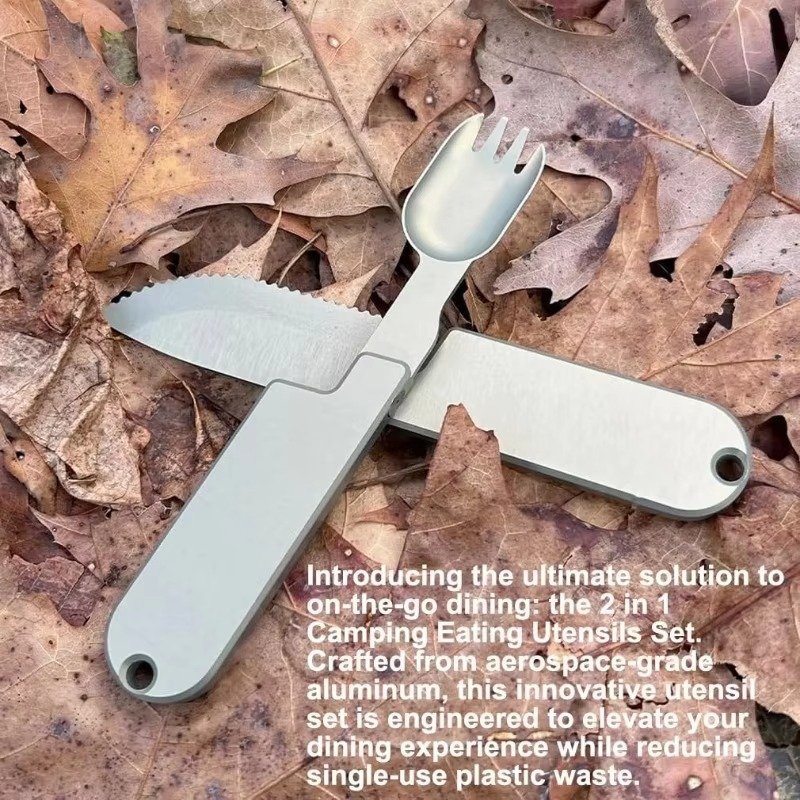 Maliben | Compact 2-In-1 Camping Cutlery Set - Detachable Knife And Fork, Ideal For Travel