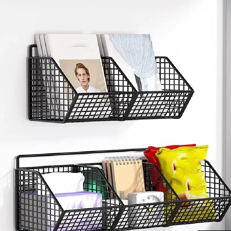 Maliben | Kitchen Basket 3in1 Storage Rack | For Onion, Garlic & Ginger | Rustproof & Wall-Mounted – Black