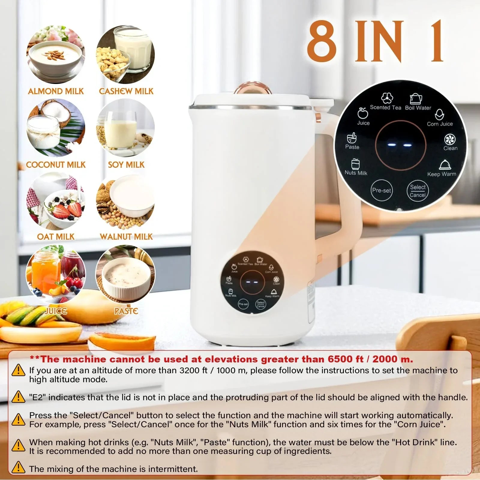 Maliben | Plantpure Plant Milk Maker 8-In-1 | For Nut, Oat & Soy Milk | 1000 Ml Capacity | Bpa-Free