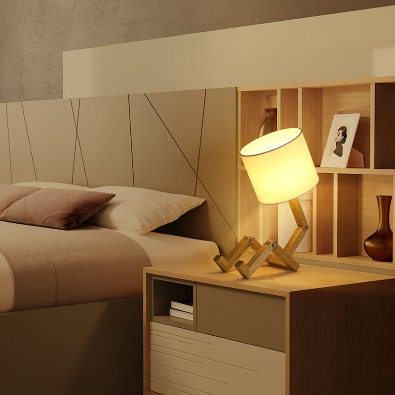 Maliben | Thinker Wooden Robot Modern Night Lamp