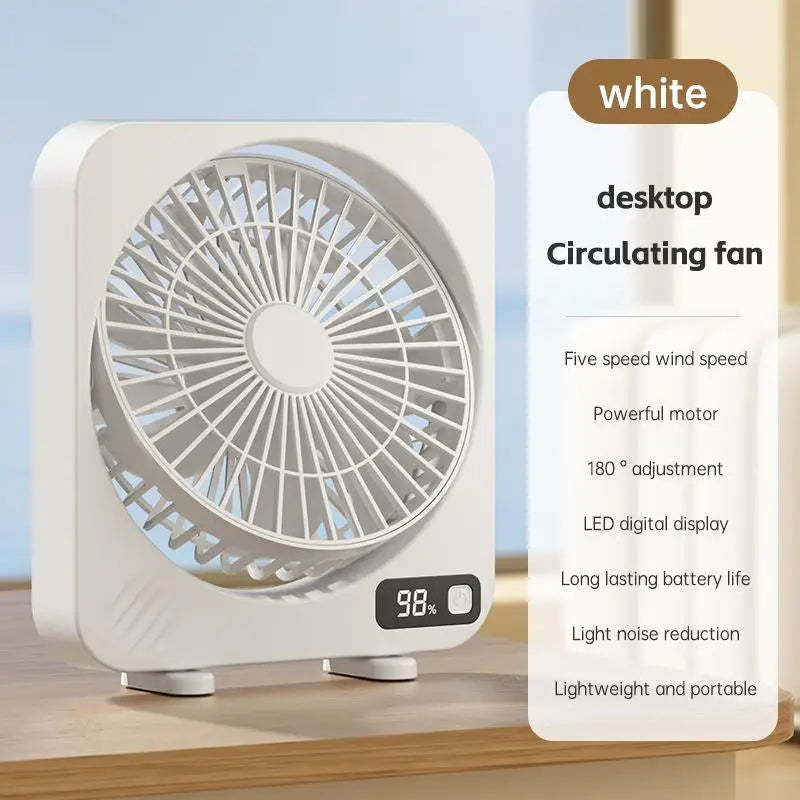 Maliben | Aerolino Usb Desk Fan | 5-Level Digital Display | Portable & Quiet | For Office, School & Home