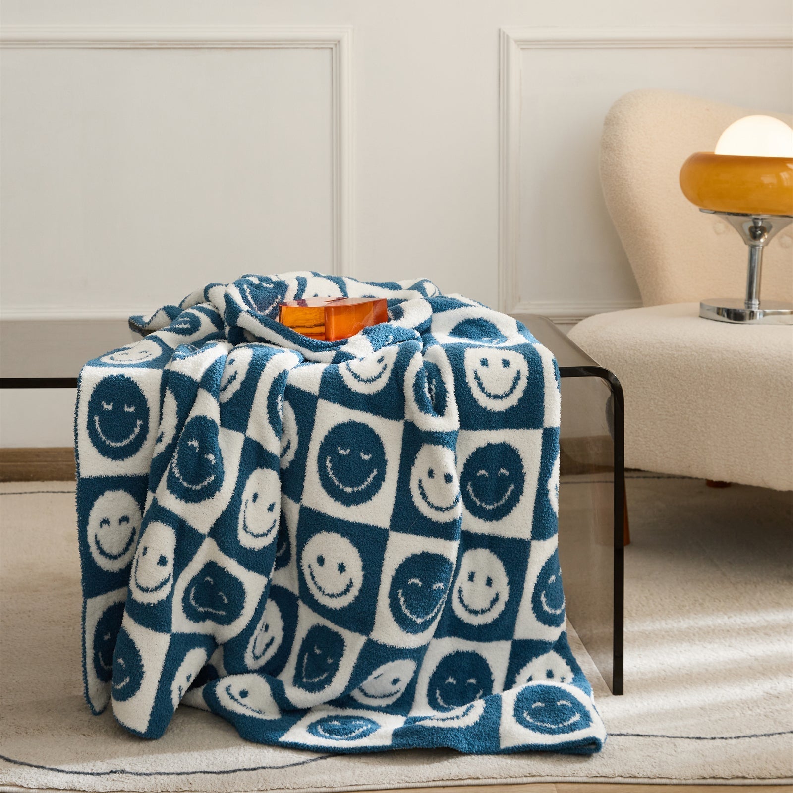 Maliben Smiley Checked Blanket