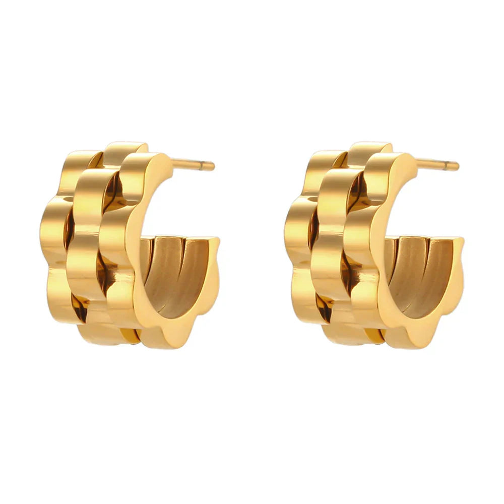 Maliben | Textured Watch Hoop Earrings