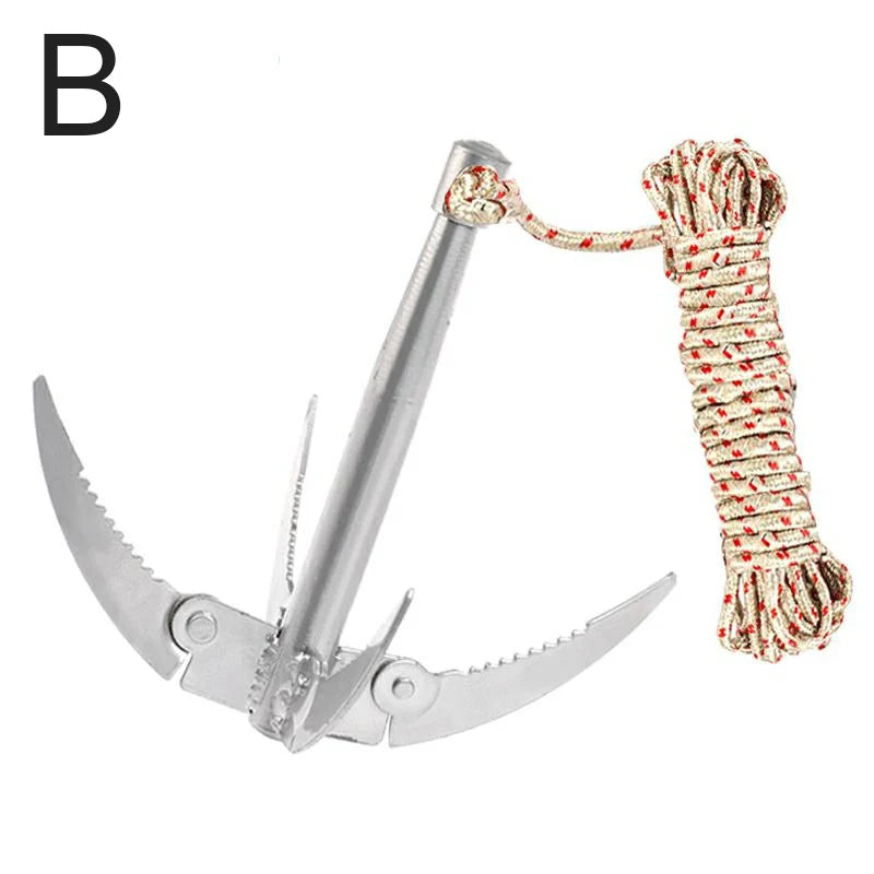 Maliben | Aquagripx Folding Anchor For Boats | Robust Grip Hook With Rope | Foldable & Rustproof | For Kayak, Canoe & Fishing Accessories