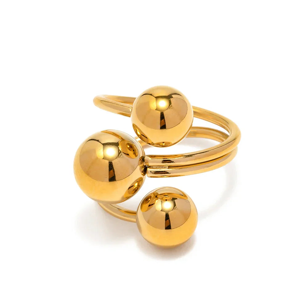 Maliben | 18k Bold Three Ball Open Ring