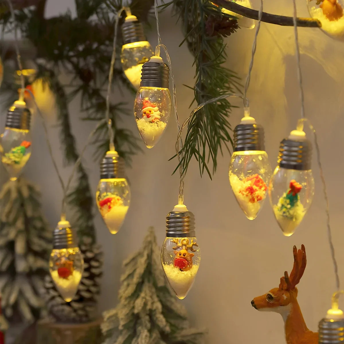 Maliben | Led Snowball String Lights “Frostyglow” | 2 M | 10 Leds | Battery Operated | Christmas & New Year's Decoration