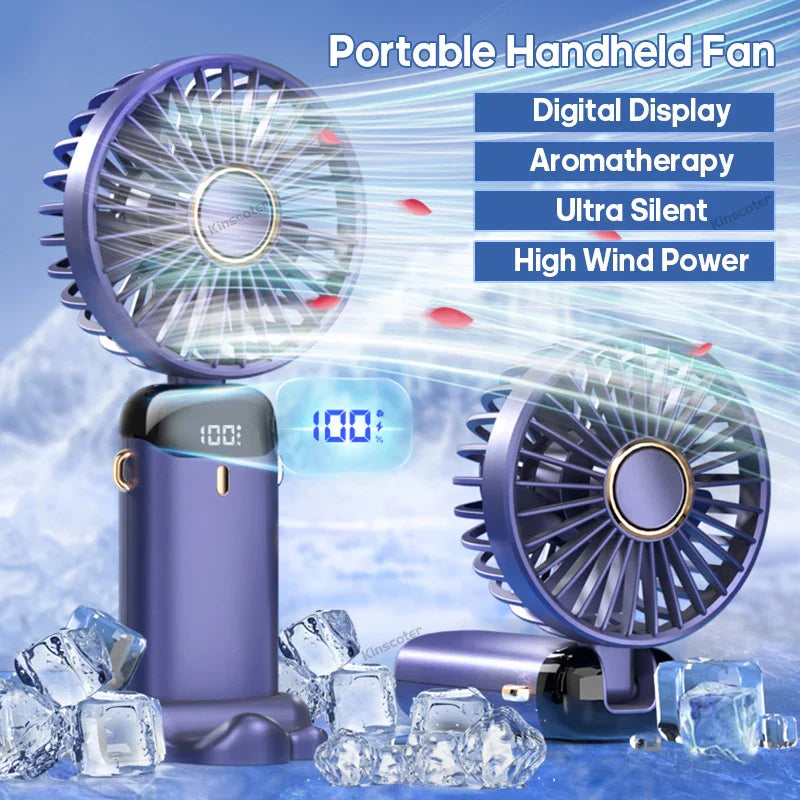 Maliben | Aerioniq 3-In-1 Mini-Fan | Led Display | 5 Levels | Battery With Power Bank Function | Portable & Standable