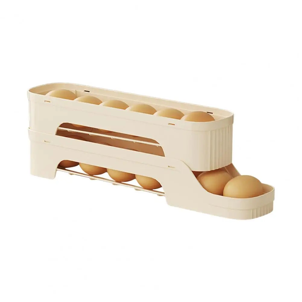 Maliben | Egg Box Rollomaxx | 4-Tier Egg Organizer | Space-Saving & Self-Rolling | Transparent Design