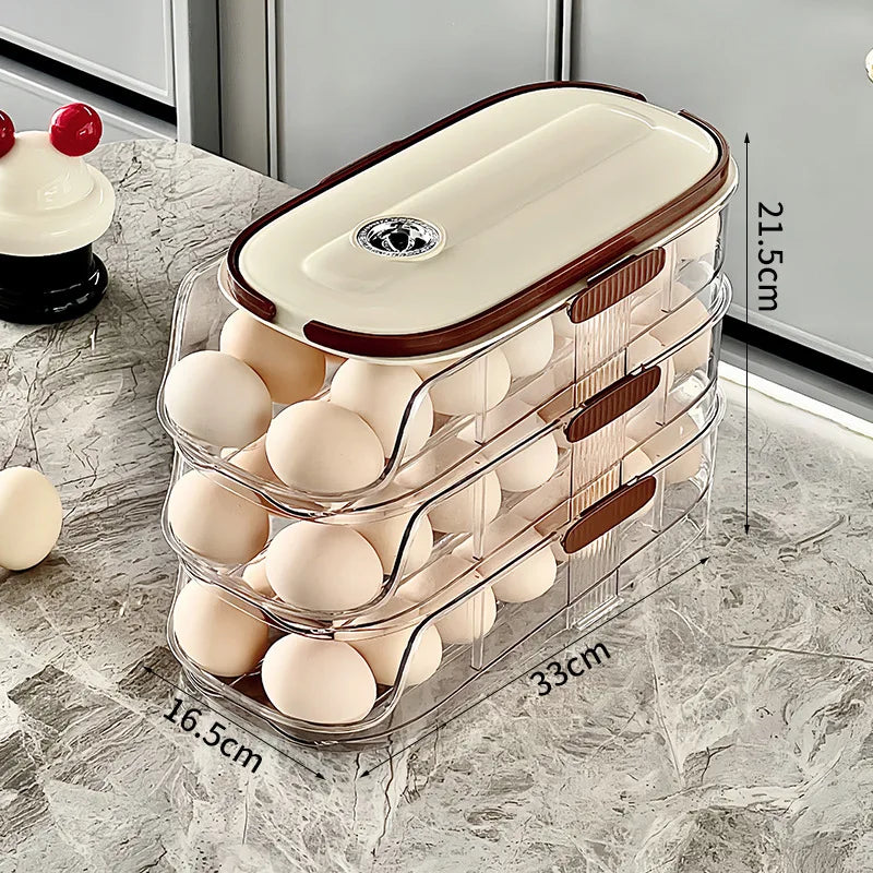 Maliben | Rollegg Max | Automatic Egg Holder For The Refrigerator | Stackable Egg Organizer Made Of Clear Plastic