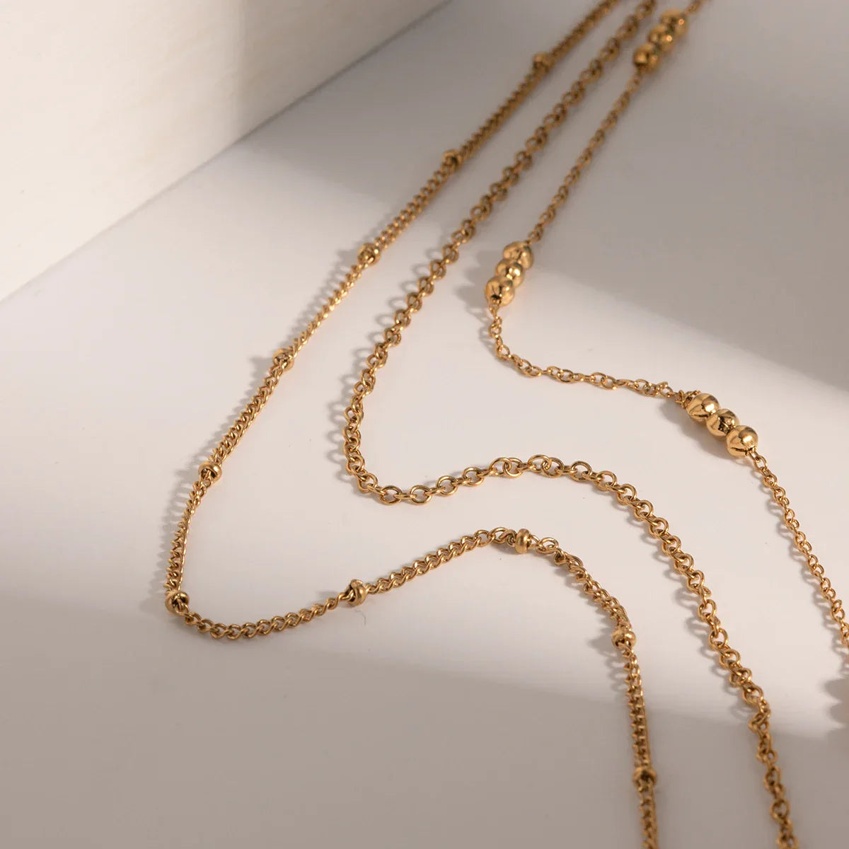 Maliben | 18k Dainty Triple Satellite Necklace Stack