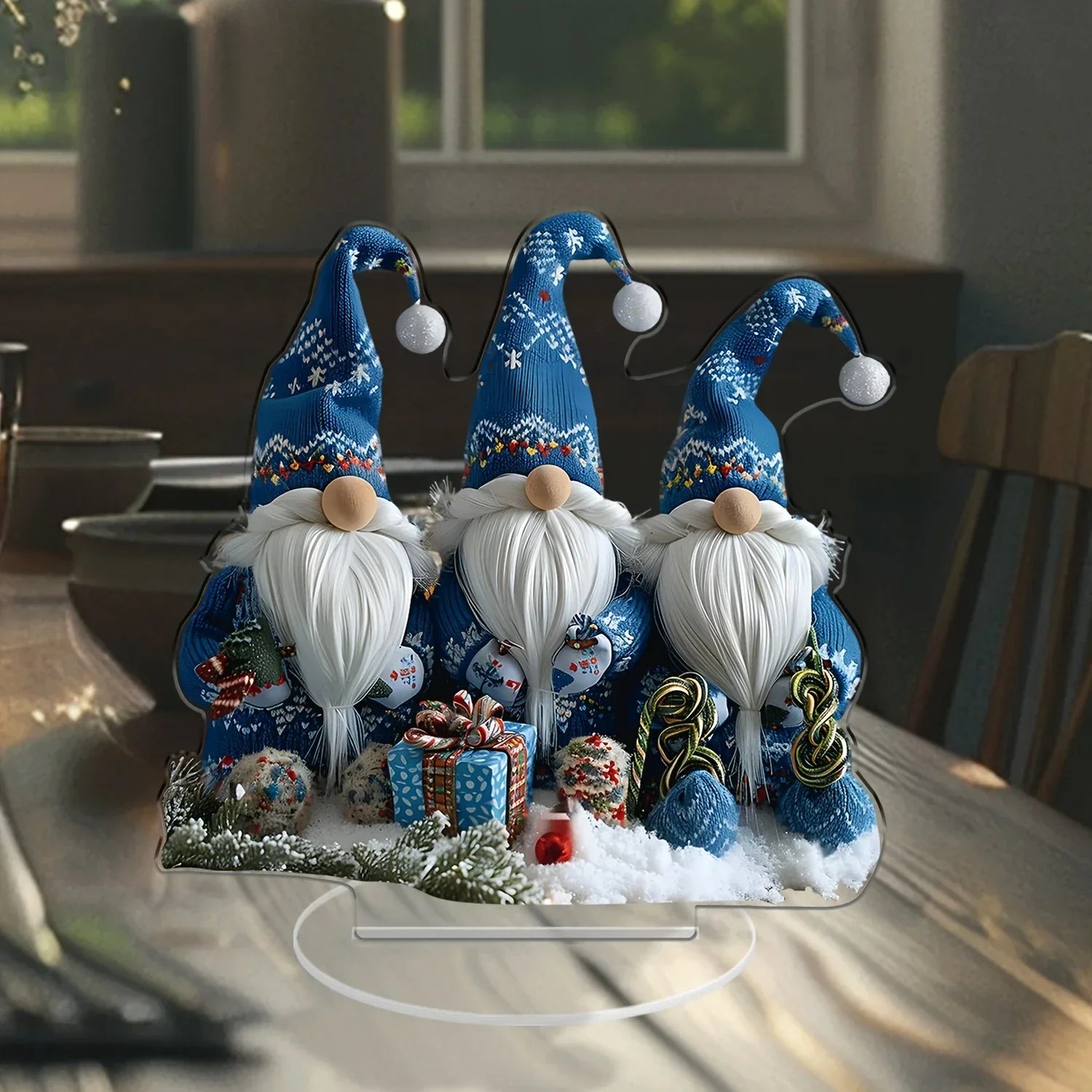 Maliben | Glasnordic Christmas Gnome Decoration | Acrylic Table Figure 18 Cm | 3 Gnomes In Blue | Festive Decoration For Living Room, Kitchen & Office