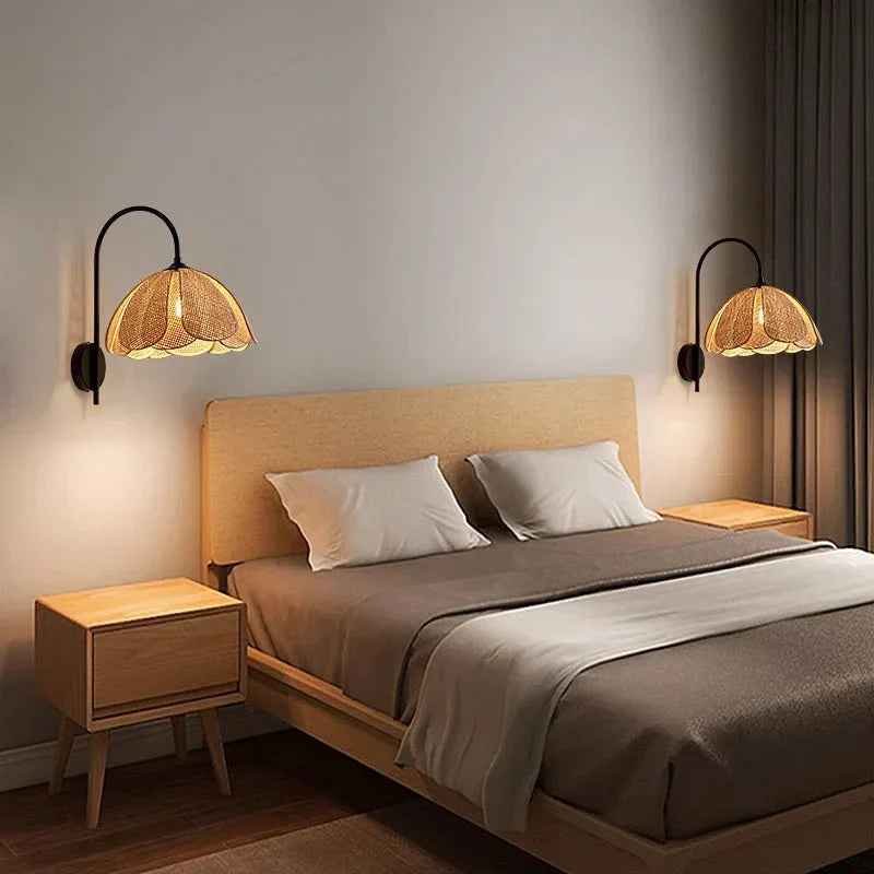Maliben | Lumaflora - Elegant Rattan Wall Lamp - Warm Floral Ambiance