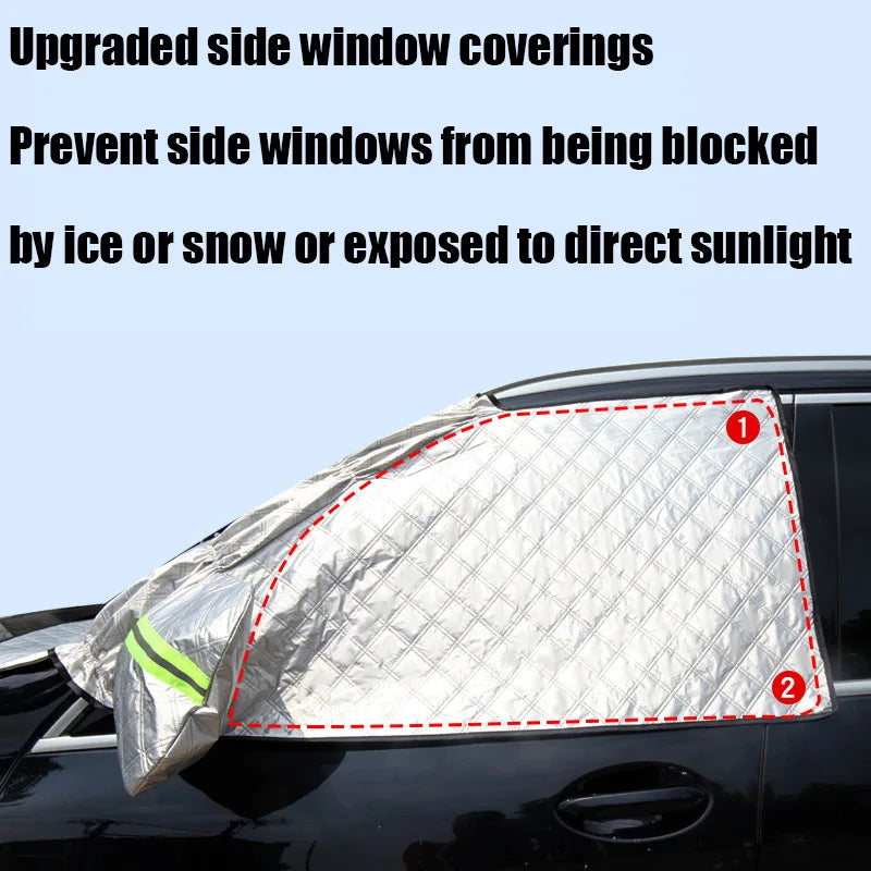 Maliben | Frostguard Ultra | Extra Large Car Windshield Cover | 3-Window Design | Protection Against Snow, Ice, Sun & Dust | Windproof & Quick Installation