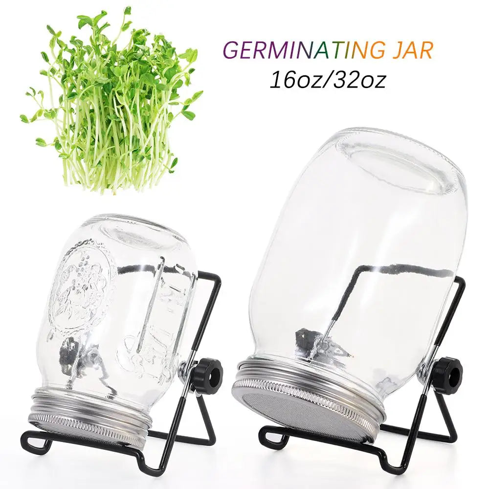 Maliben | Vitakeim Sprouting Jar Set | Stainless Steel Strainer Lid | For Fresh Sprouts At Home | 16oz & 32oz