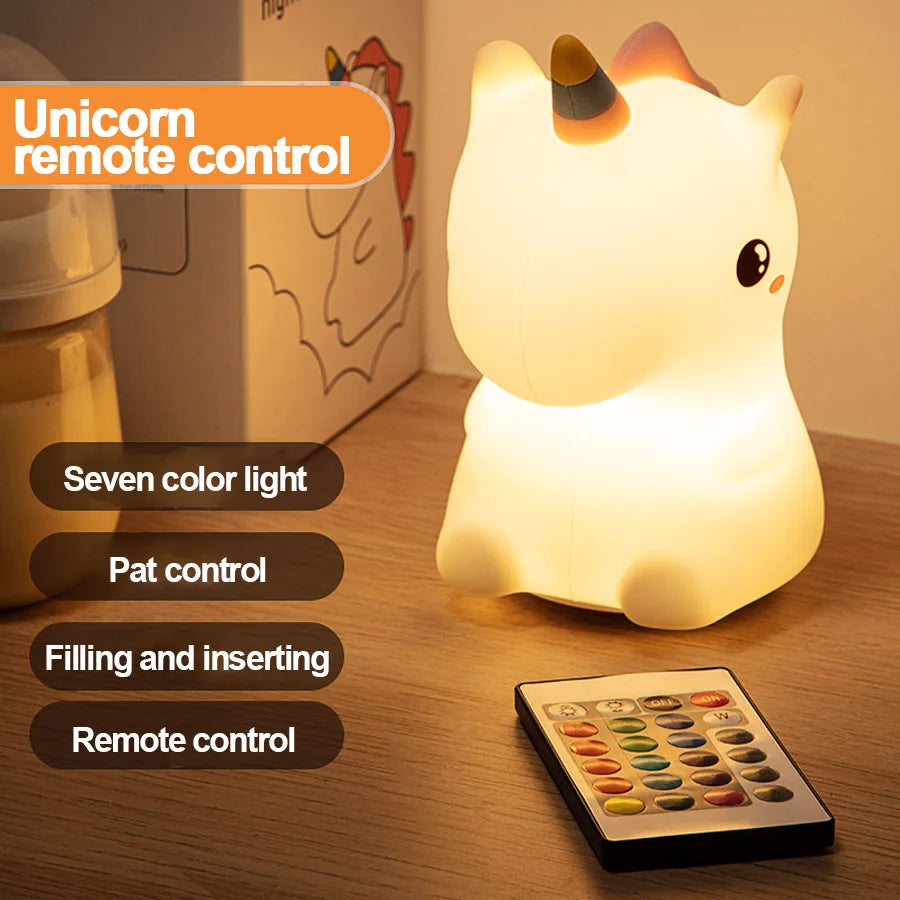 Maliben | Dreamicorn Led Night Light Unicorn | Soft Silicone & Usb Rechargeable | Touch Control & 2 Brightness Levels | Nursery & Gift Idea