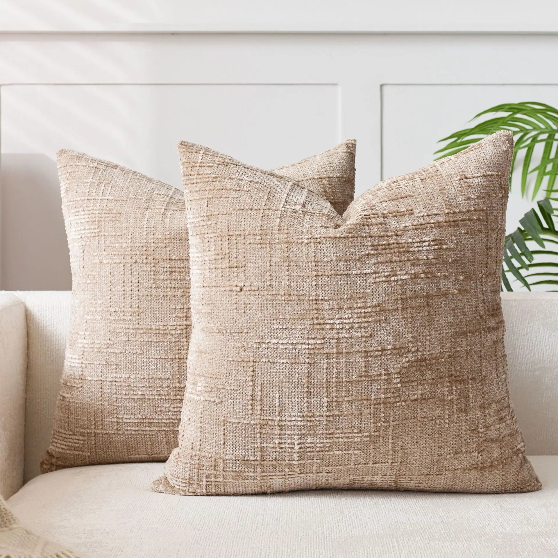 Maliben | Chenille Cushion With Bamboo Texture In Solid Color For Sofa And Bedroom
