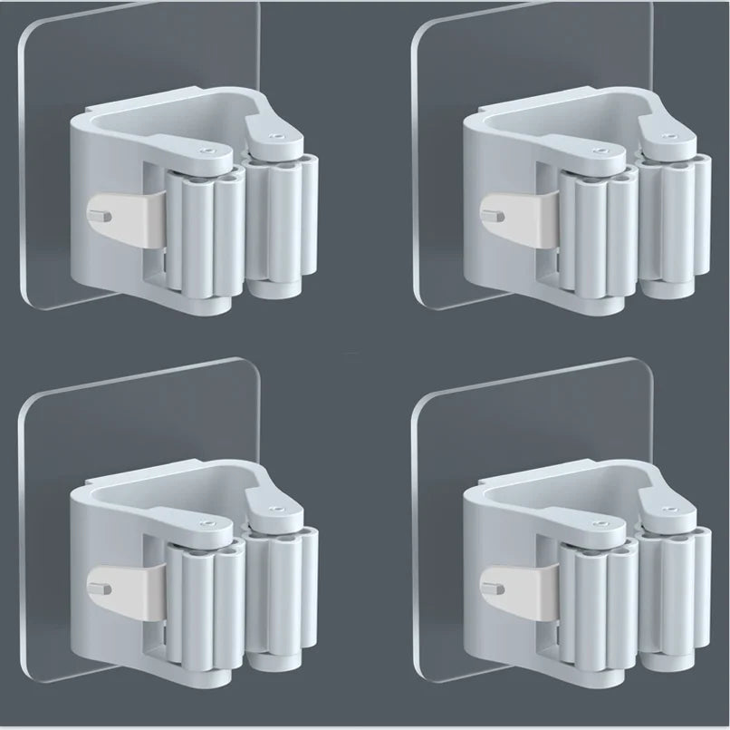 Maliben | Mop Holder Fixogrip | Self-Adhesive & WaterproOf | Wall Mount Without Drilling | Set of 4