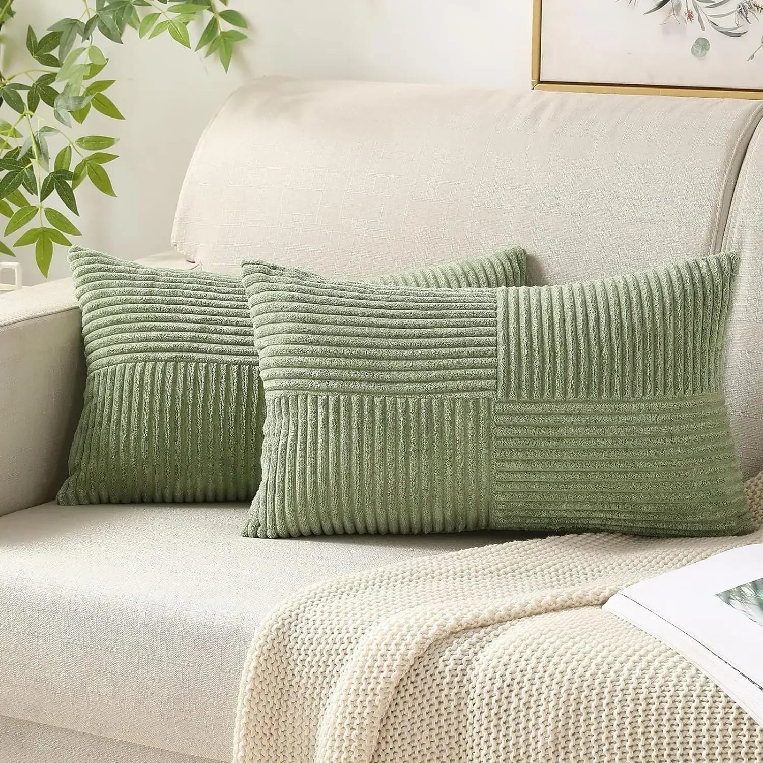 Maliben | Velvetaura Cushion Cover - Stylish Striped Cushion Covers In Luxury Corduroy Set