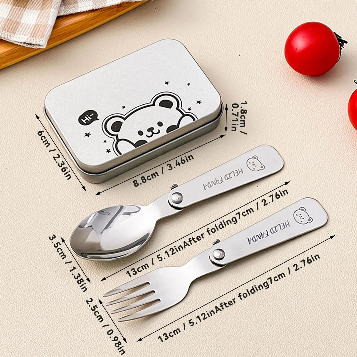 Maliben | Trekking Camping Cutlery 3-Piece | Foldable Spoon & Fork With Storage Box | Stainless Steel | Compact & Reusable