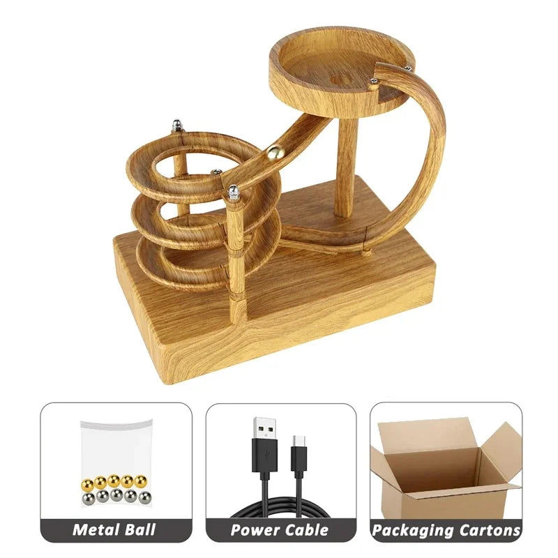 Maliben | Wooden Perpetual Spiral Motion Kinetic Ball Roller Science Toy