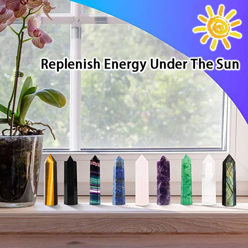 Maliben | Crystal Obelisk Elaria | Natural Stone Healing Stone | For Meditation & Reiki | 4–8 Cm