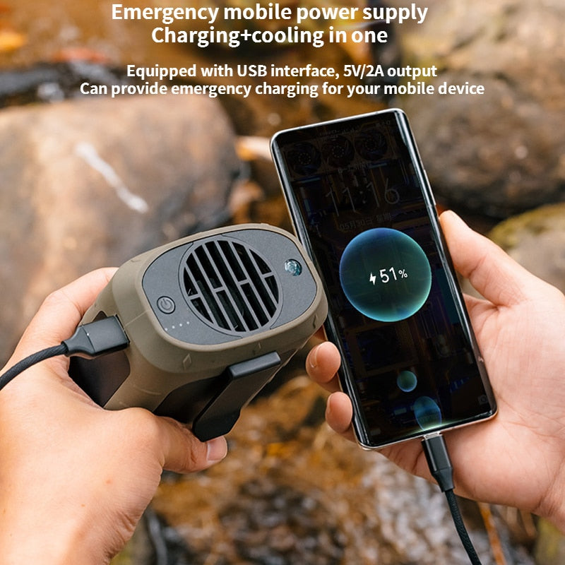 Maliben | Camping Rechargeable Neck Fan Power Bank