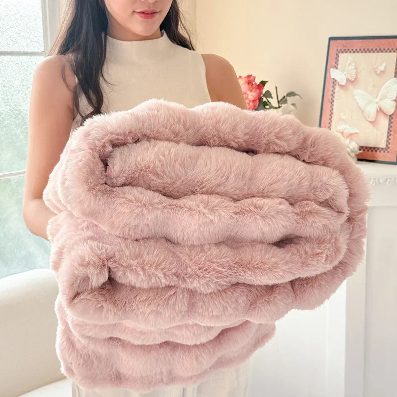 Maliben | Cosyluxe Plush Blanket Double Layer Extra Thick Soft Rabbit Fur Imitation Easy Care