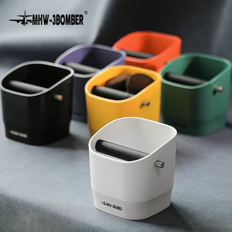 Maliben | 0.9–1.2 l Espresso knock box, detachable knock bar and non-slip base, square coffee grounds waste, barista desktop accessories