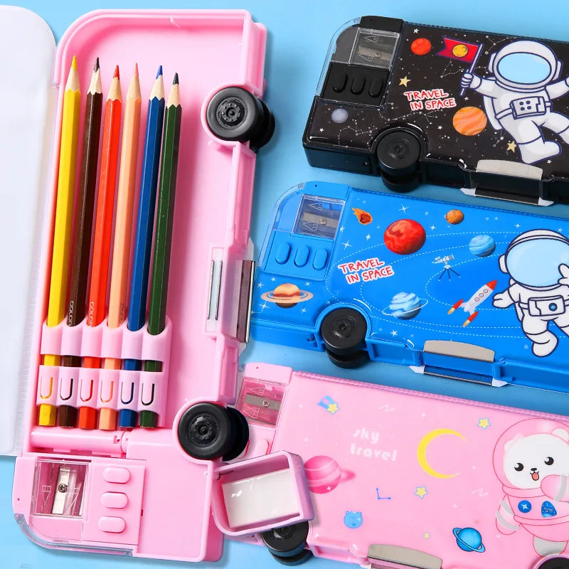 Maliben | Cartoon Bus Multifunctional Kids Stationery Pencil Box