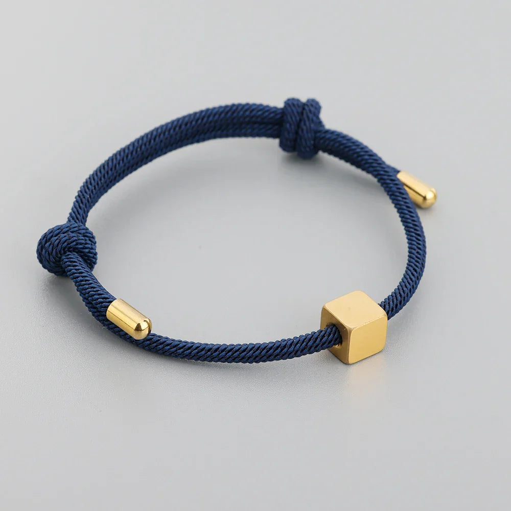 Maliben | Adjustable Couples Box Letter Initial Bracelets