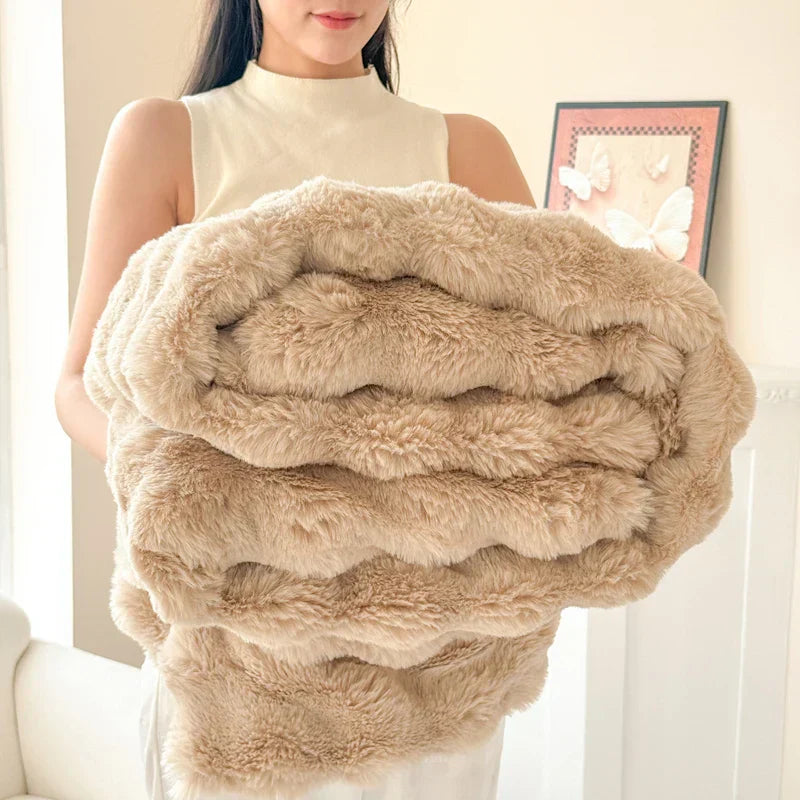 Maliben | Cosyluxe Plush Blanket Double Layer Extra Thick Soft Rabbit Fur Imitation Easy Care