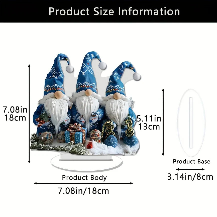 Maliben | Glasnordic Christmas Gnome Decoration | Acrylic Table Figure 18 Cm | 3 Gnomes In Blue | Festive Decoration For Living Room, Kitchen & Office