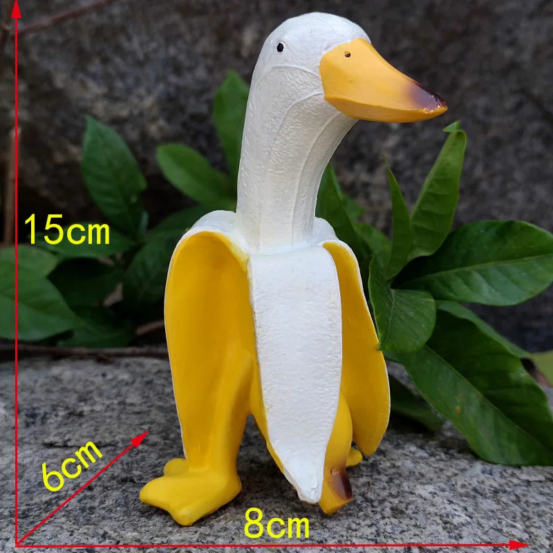 Maliben | Bananaduck Sculpture "Quaki" | Funny Garden Decor | Weatherproof Resin | 17 Cm