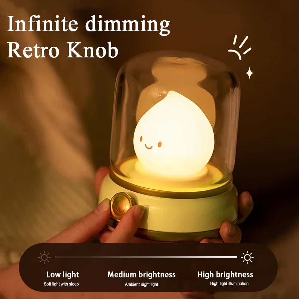 Maliben | Lumiflame Led Night Light | Retro Oil Design | Usb Rechargeable | Warm Mood Light
