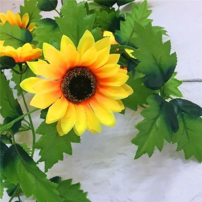 Maliben | Floraviva Sunvine Sunflower Garland Artificial | 2.6 M Length | 12 Flowers Ø 8 Cm | For Wedding, Balcony & Diy Decor