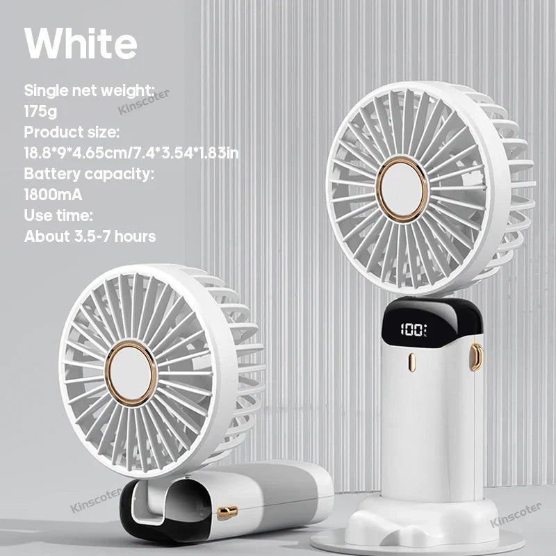 Maliben | Aerioniq 3-In-1 Mini-Fan | Led Display | 5 Levels | Battery With Power Bank Function | Portable & Standable
