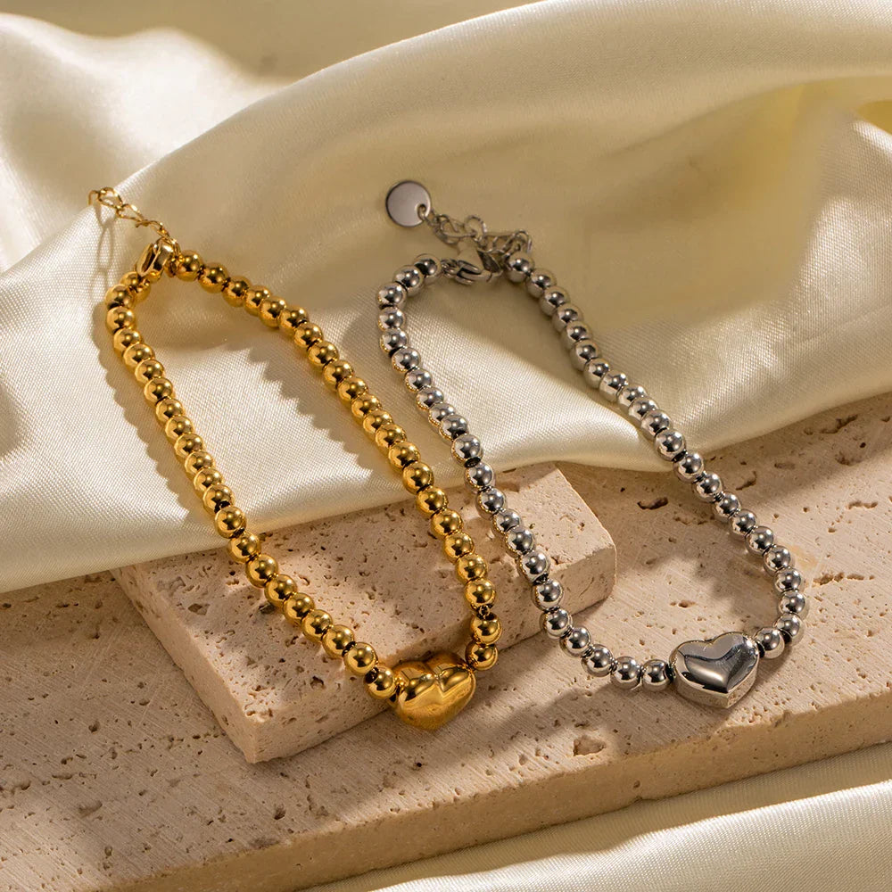 Maliben | 18k Classy Beaded Heart Bracelet